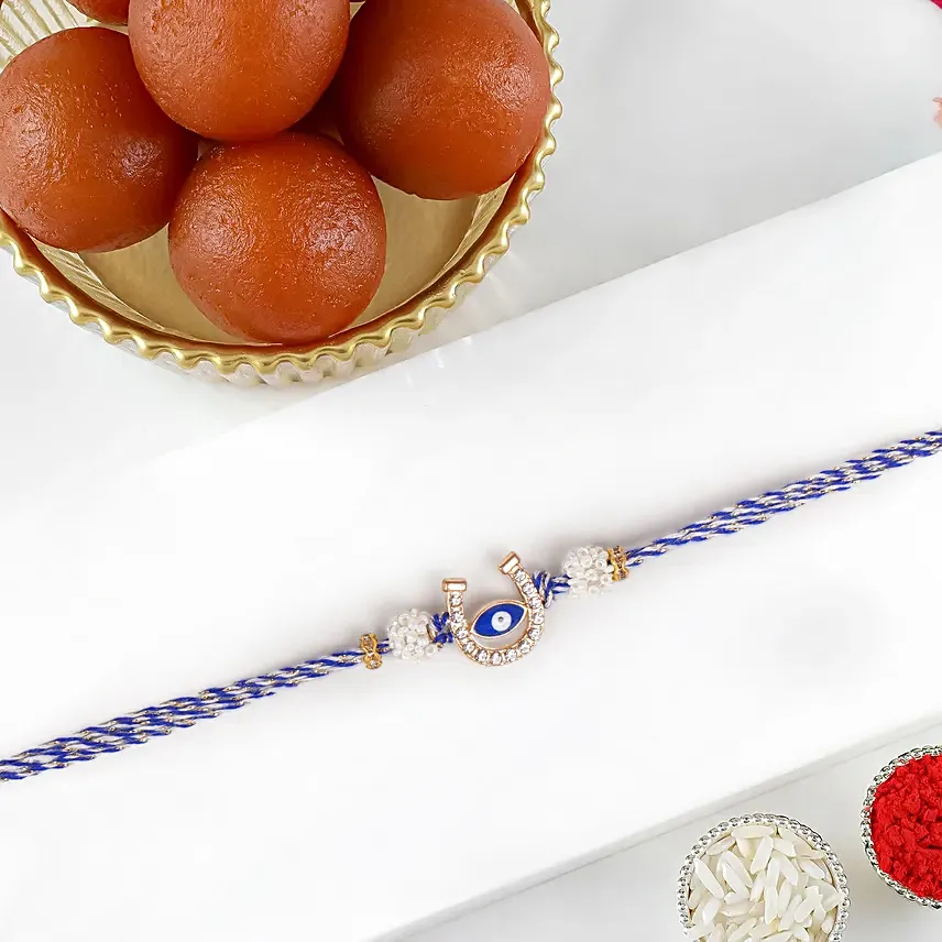 Evil Eye Charm Rakhi And Gulab Jamun: Set of 2 Rakhi