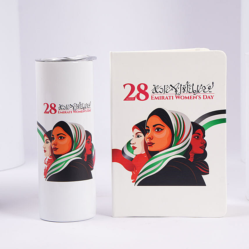 Emirati Womens Day Tumbler And Notebook: 