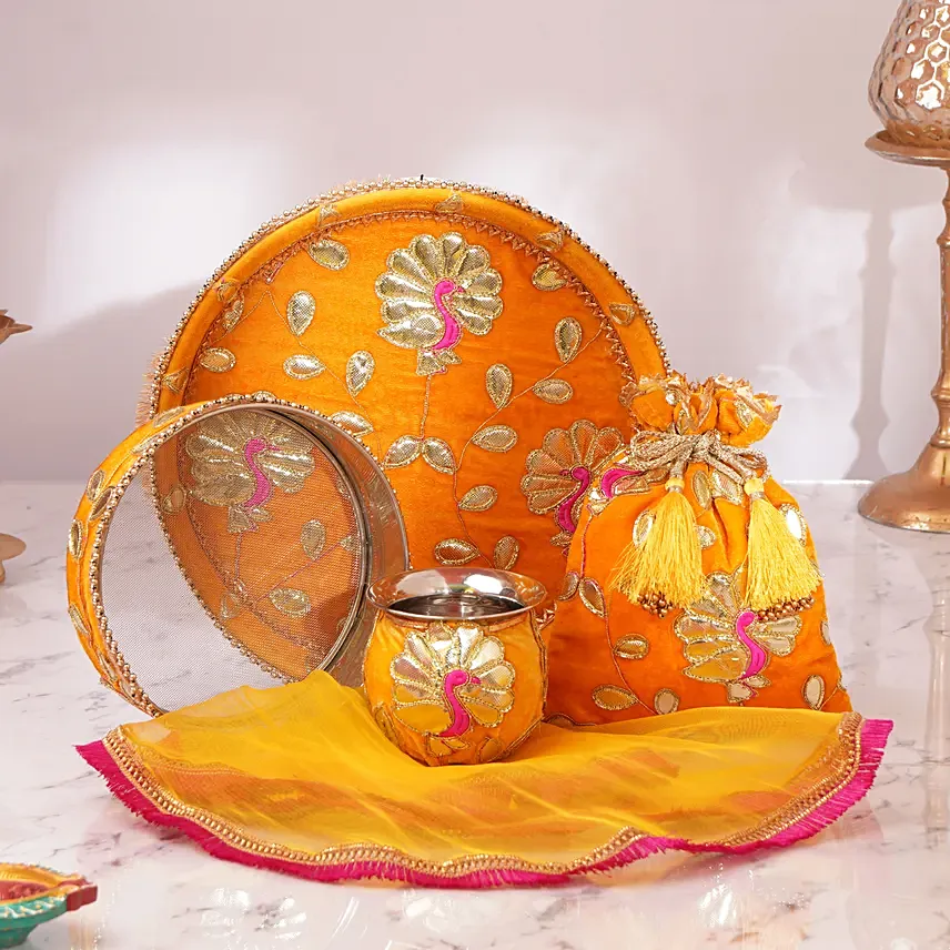 Auspicious Karwa Chauth Essentials Kit: Pooja Thali