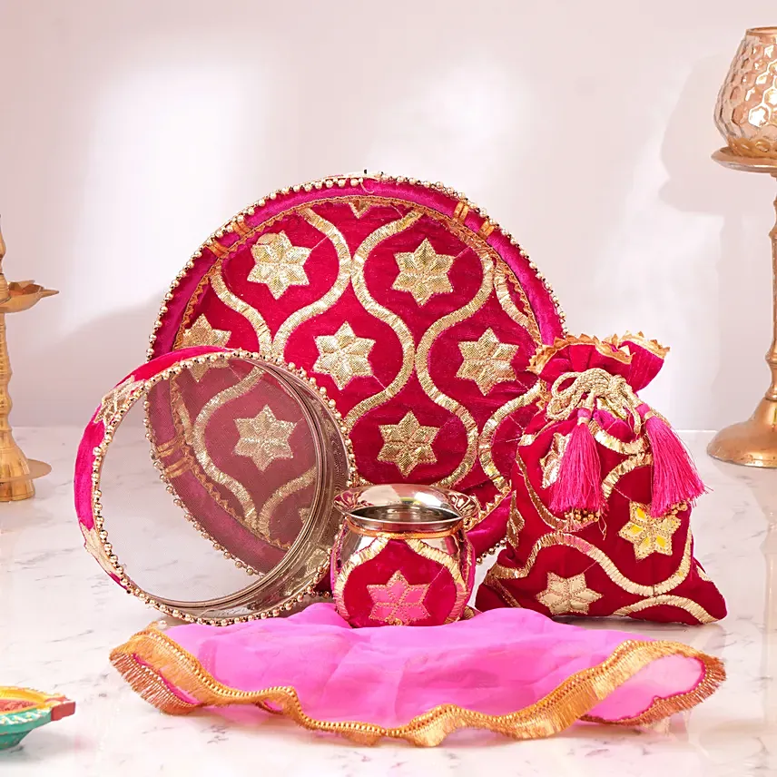 Eternal Love Karwa Chauth Thali: Pooja Thali