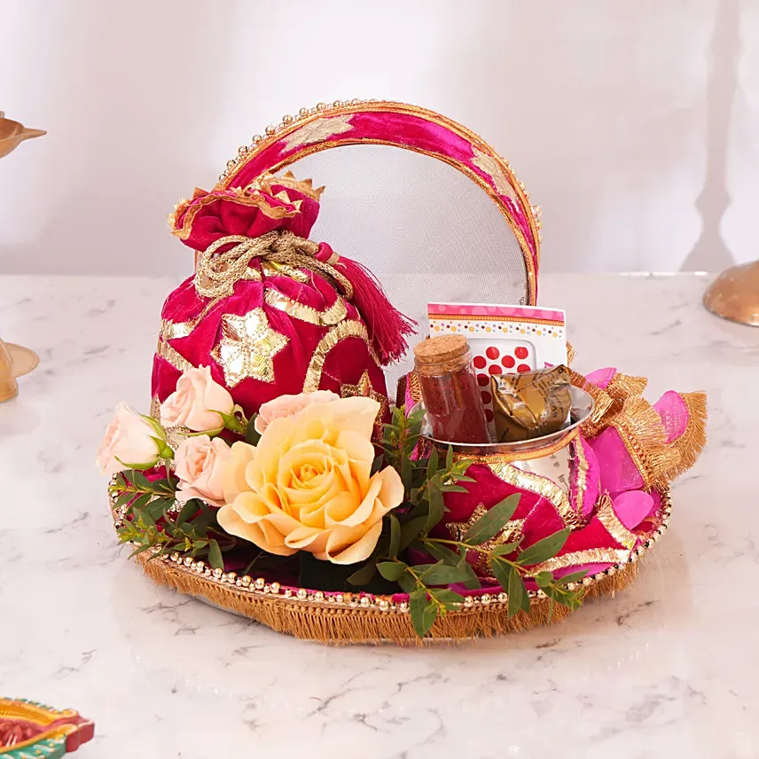 Karwa Chauth Shagun Set: Pooja Thali 