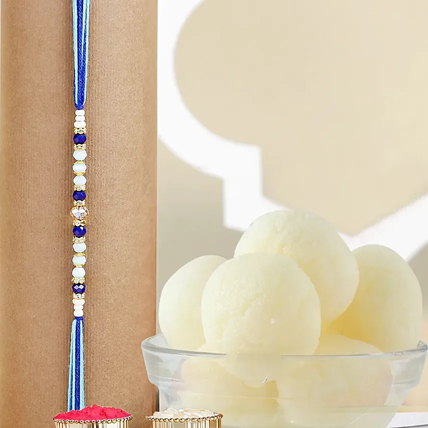 Beads of Bond Blue Rakhi N Rasgulla Beads of Bond Blue Rakhi N Rasgulla: Fancy Rakhi