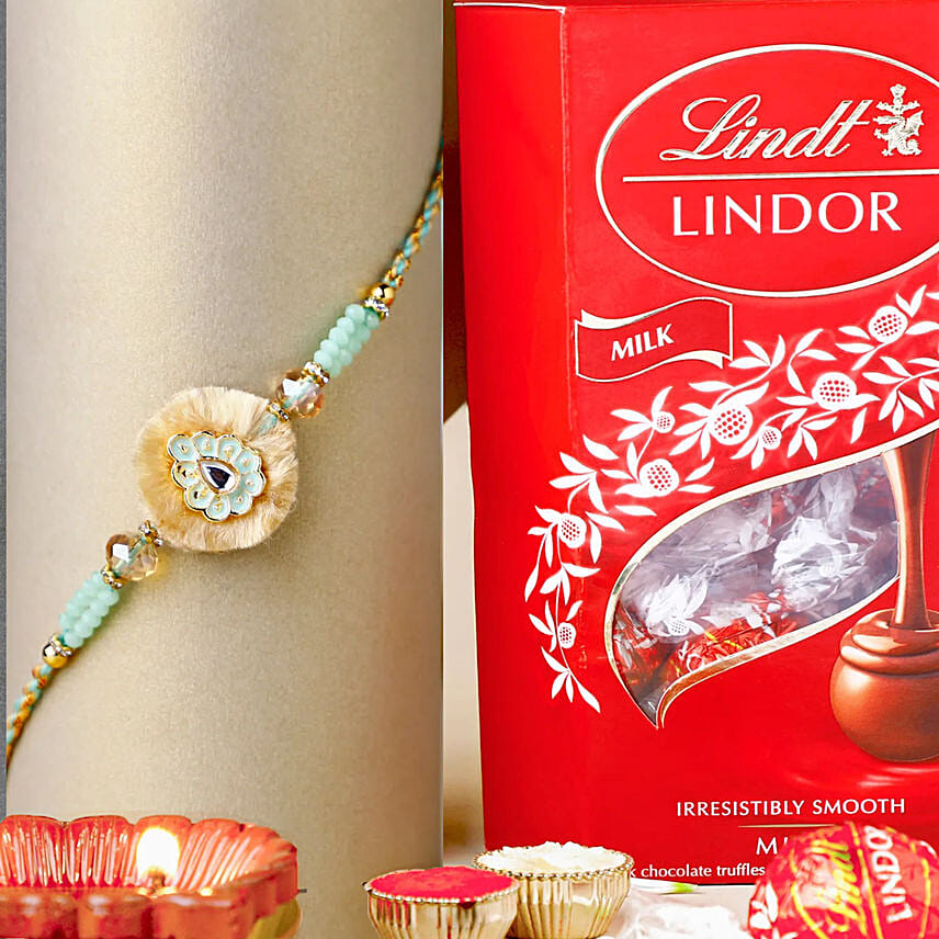 Artisan Affection Ethnic Rakhi N Lindt Mini Balls: Rakhi Gifts for Brother