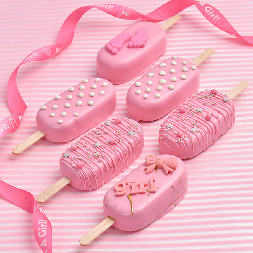 6قطع كيك بوبسيكل بالشوكولاته للمولودة الجديدة بنت: هدايا الطعام