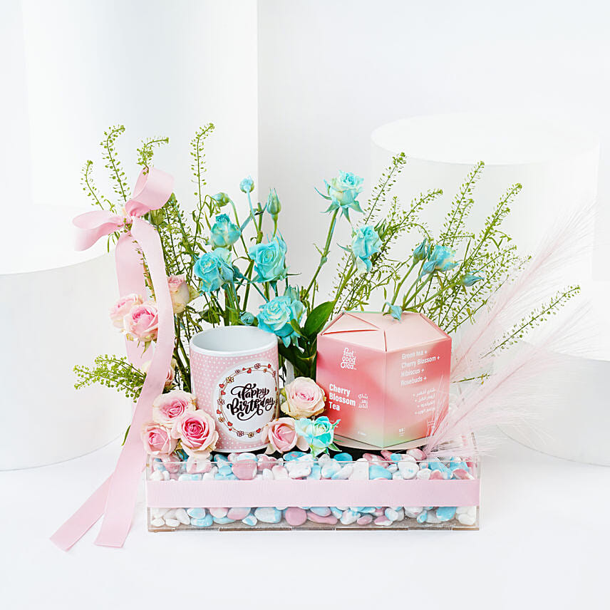  صينية زهور وشاي لمناسبة عيد الميلاد : 