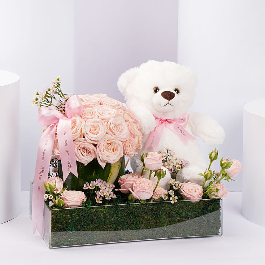 Blush N Cuddle Blush N Cuddle: Flowers and Teddy Bears