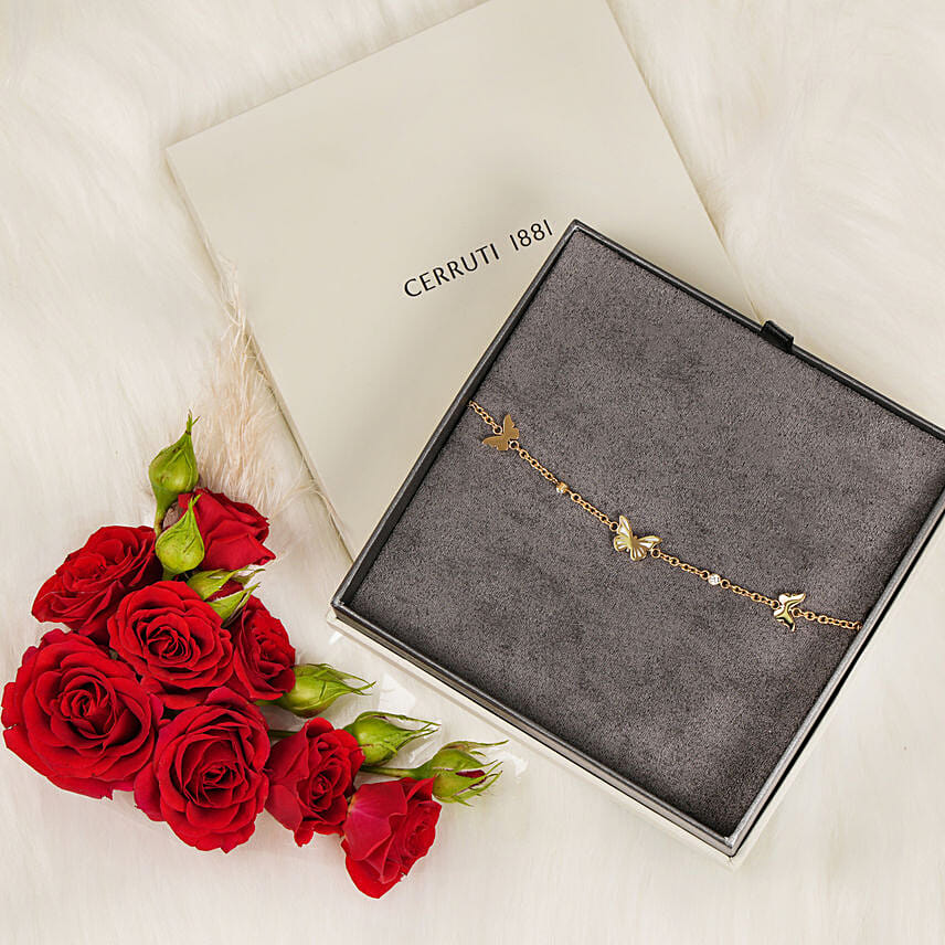 Cerruti 1881 Butterfly Bracelet with Red Roses: Daughters Day Gifts