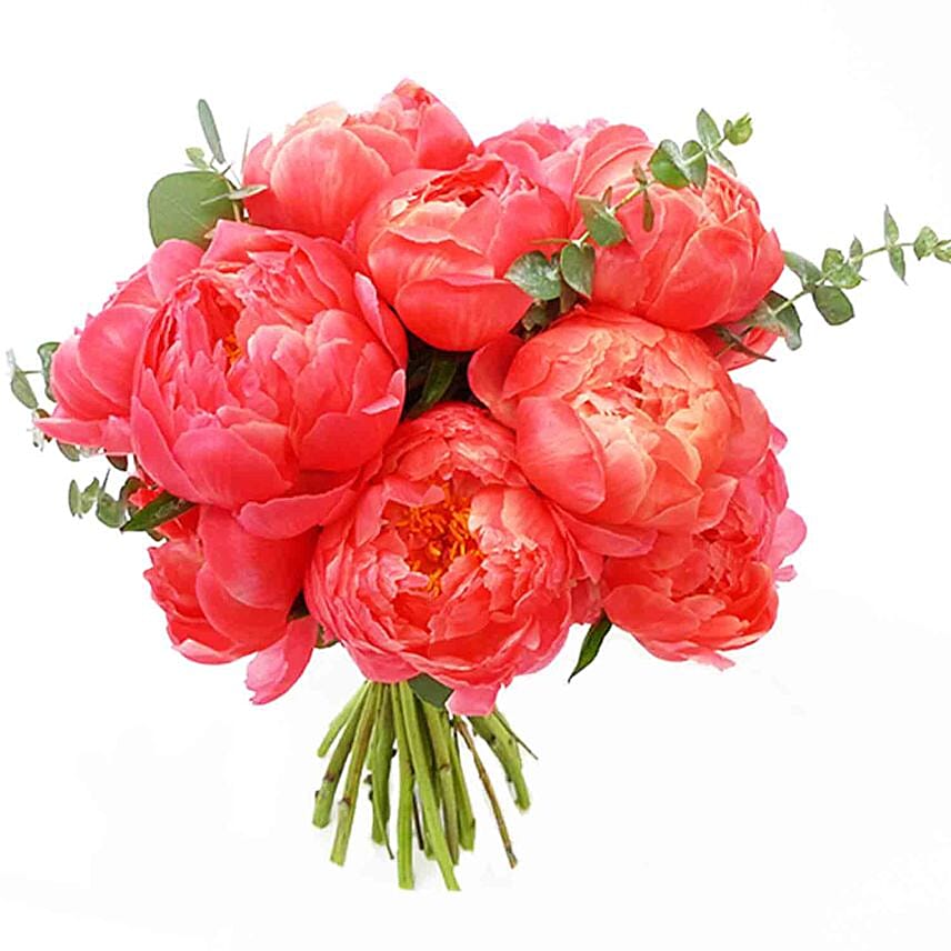 Charming Coral Peony Bouquet Charming Coral Peony Bouquet: Peonies Flower Bouquets
