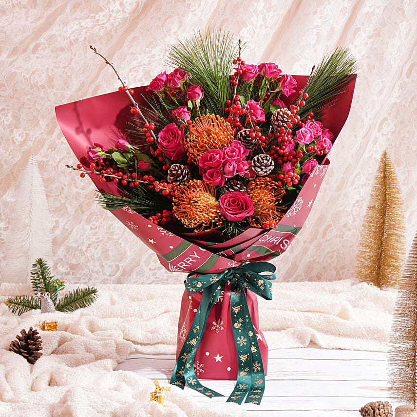Christmas Embrace Flowers Bouquet Christmas Embrace Flowers Bouquet: Flowers