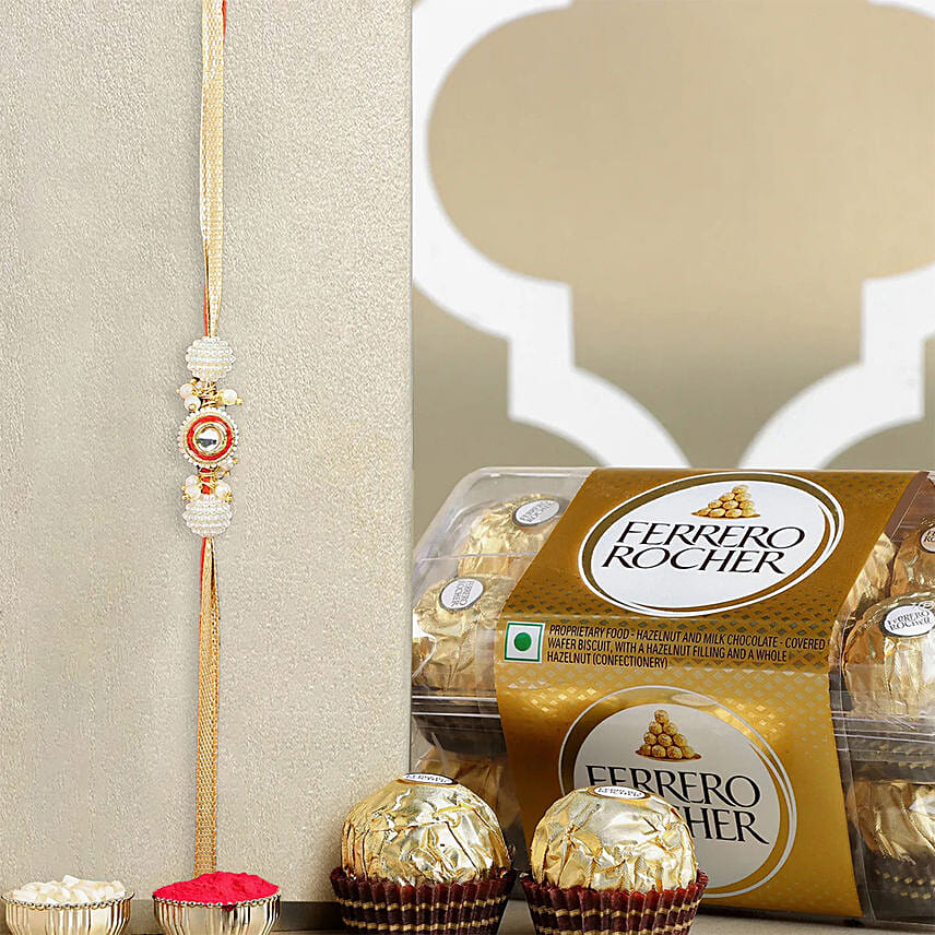 Crimson Majestic Pearl Rakhi N Ferrero Rocher 16 Pcs Crimson Majestic Pearl Rakhi N Ferrero Rocher 16 Pcs: Kids Rakhi