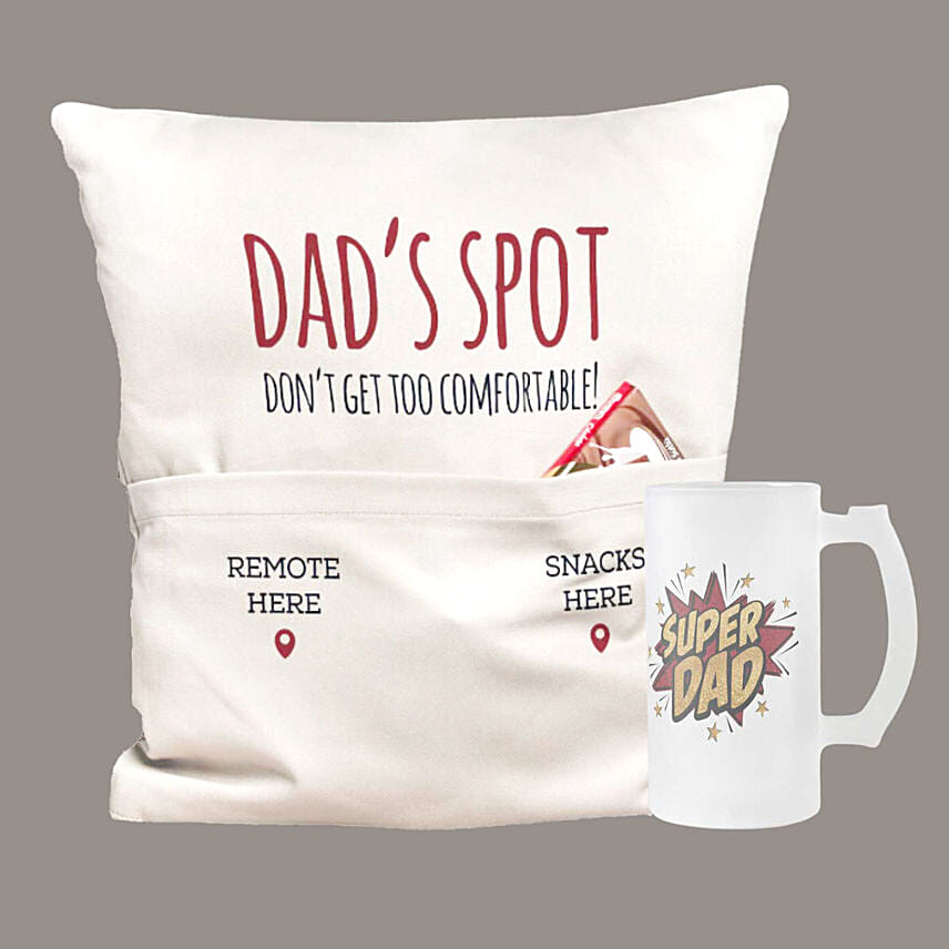 Dads Spot Cushion And Beer Mug Dads Spot Cushion And Beer Mug: Personalised Cushions