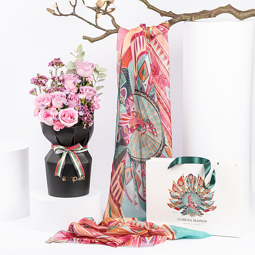 100% Silk Chiffon Scarf & Sheila By Lumena Maison