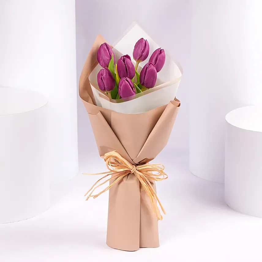 7 Purple Tulips Bouquet