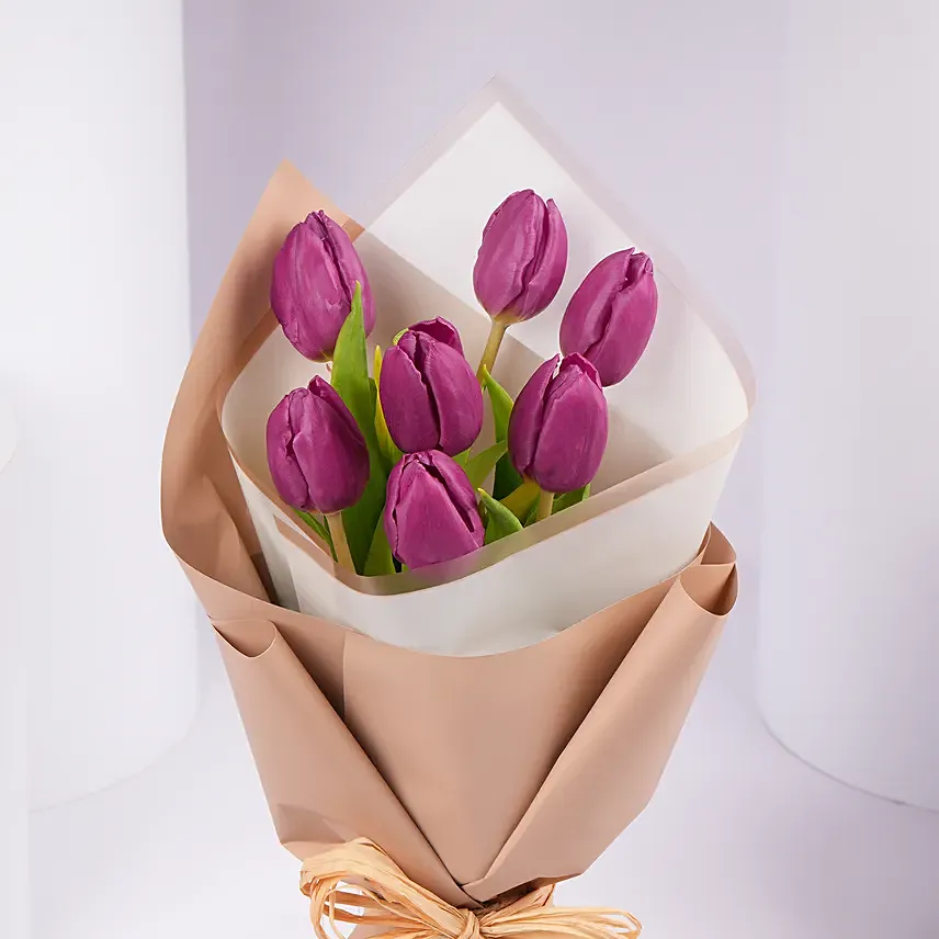 7 Purple Tulips Bouquet