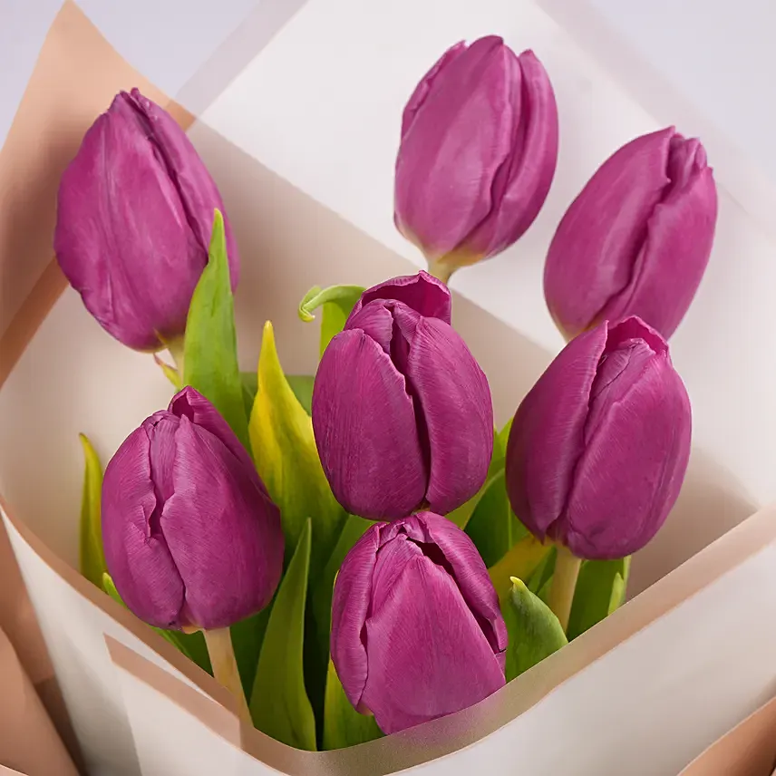 7 Purple Tulips Bouquet