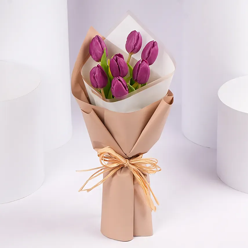 7 Purple Tulips Bouquet