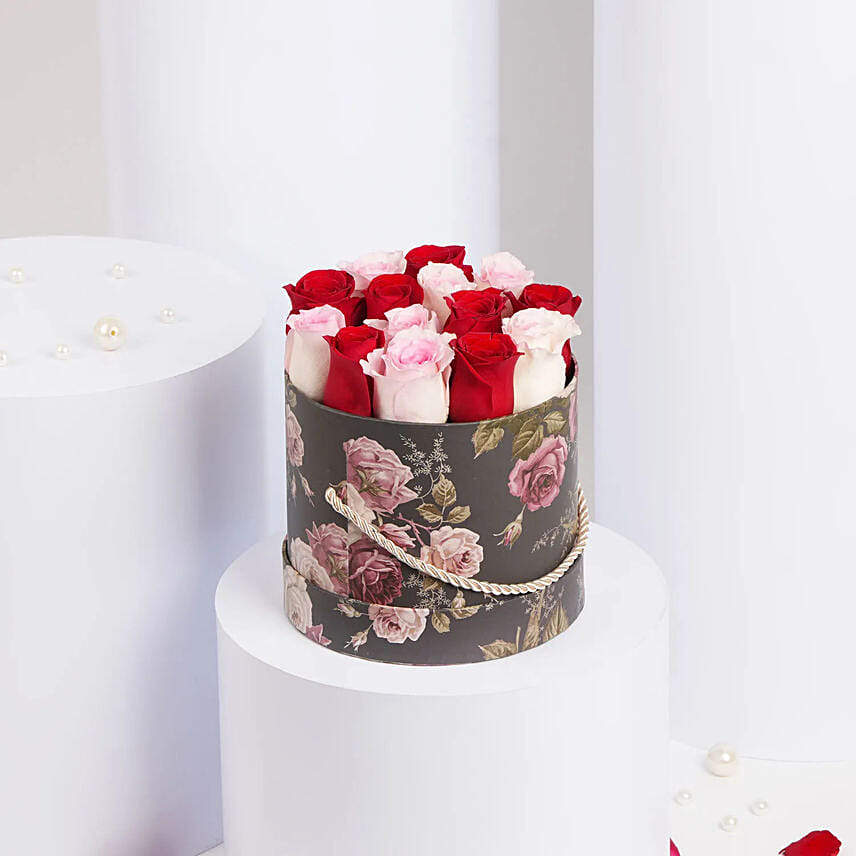 7 Red 7 Pink Roses In Printed Box