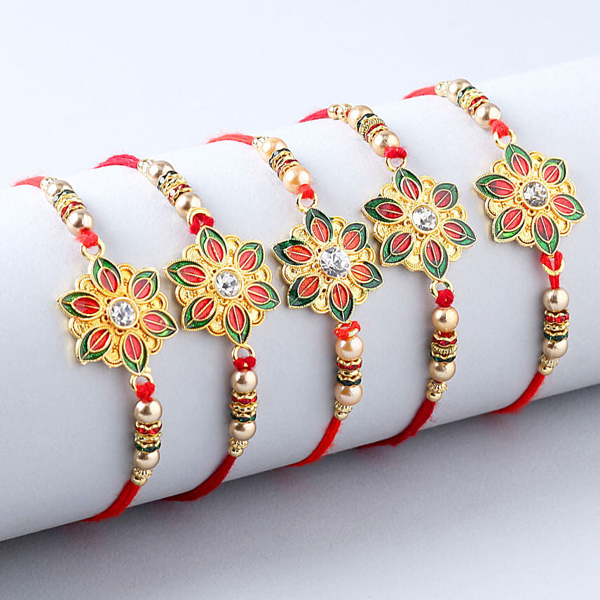 Alluring Meenakari Set of 5 Rakhi