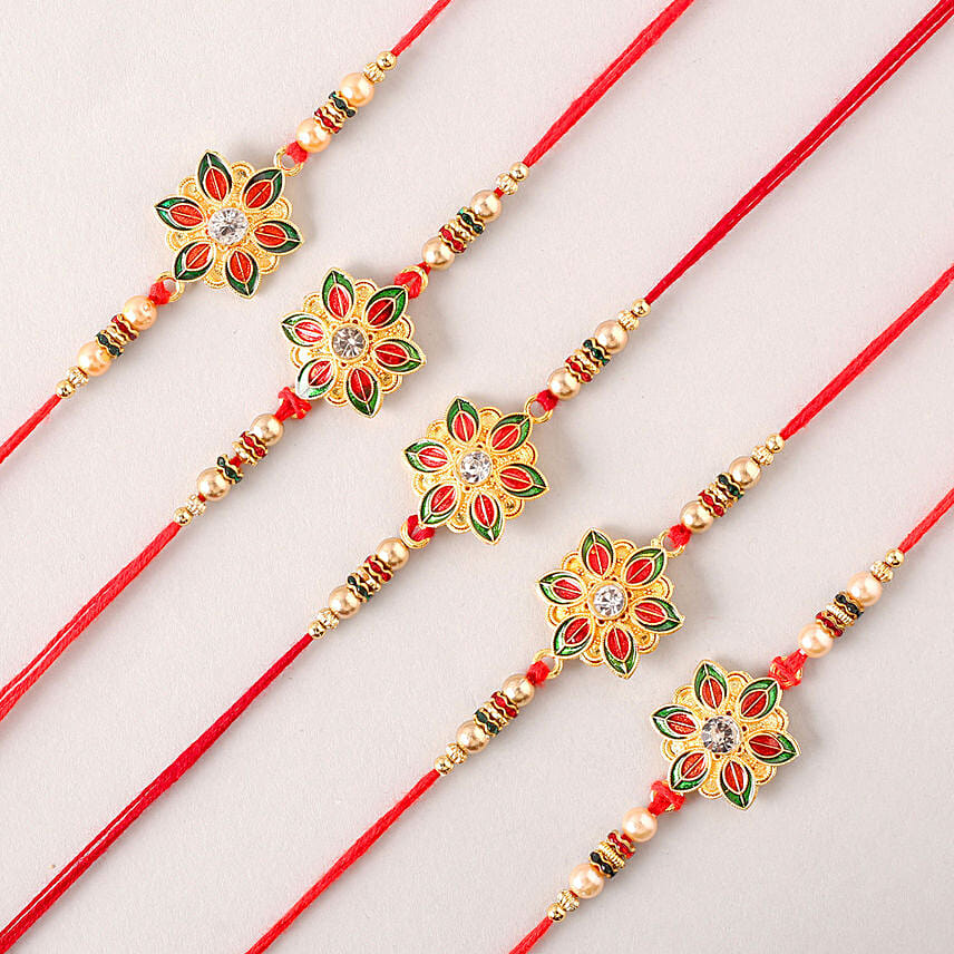 Alluring Meenakari Set of 5 Rakhi