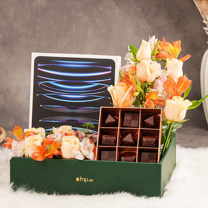 Apple ipad Pro 12.9 Inch Wifi 256GB Silver With Flowers and Chocolates