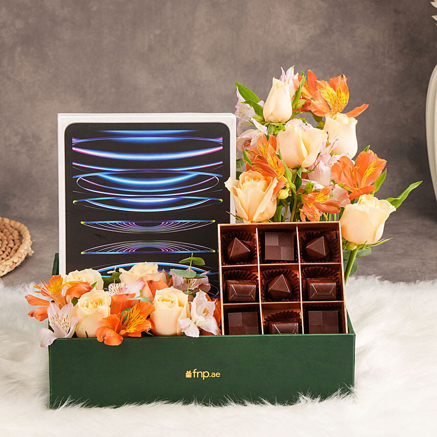 Apple ipad Pro 12.9 Inch Wifi 256GB Space Grey With Flowers and Chocolates