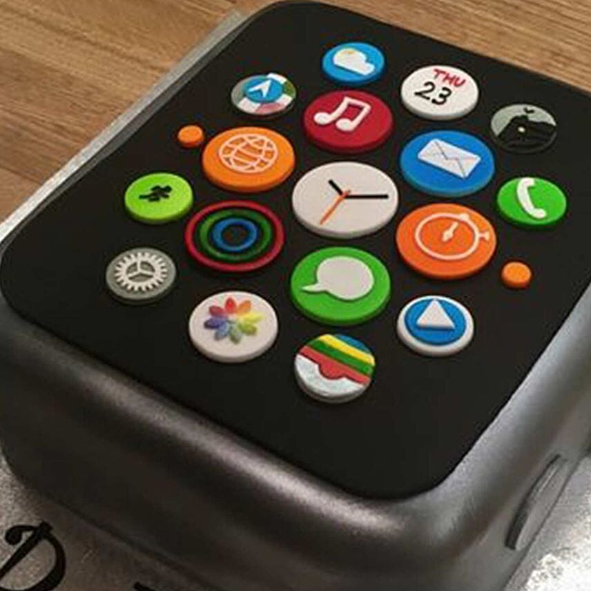 Apple Watch Theme Cake Marble