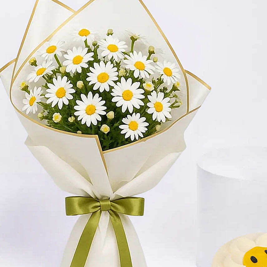 April Birthday Daisy Bouquet and Cake