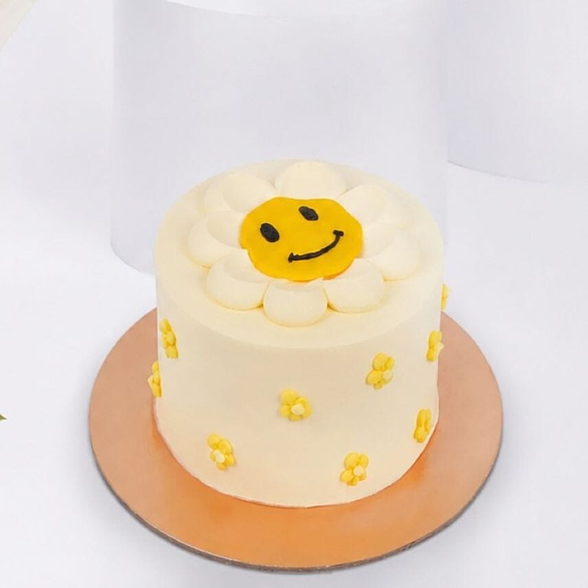 Birthday White Bloom Bouquet With Cake