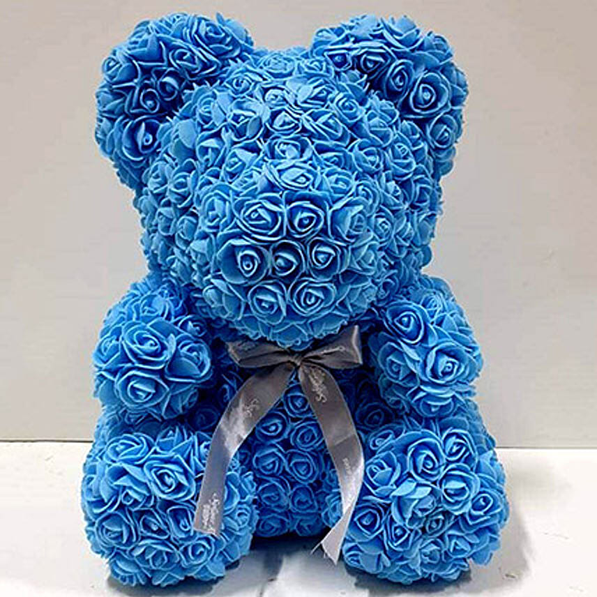 Artificial Blue Roses Teddy