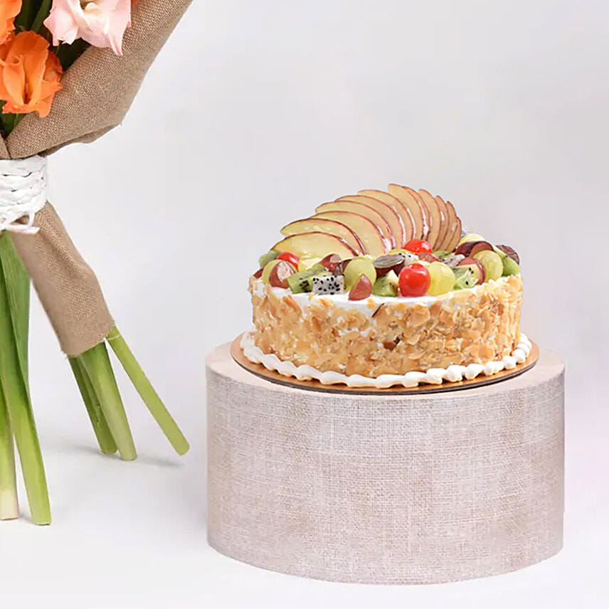 August Birthday Gladiolus Flowers Bouquet and Cake