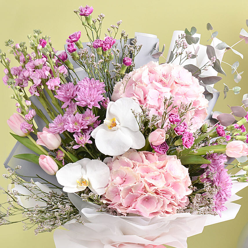 Baby Girl Balloons with celebration Flowers Bouquet