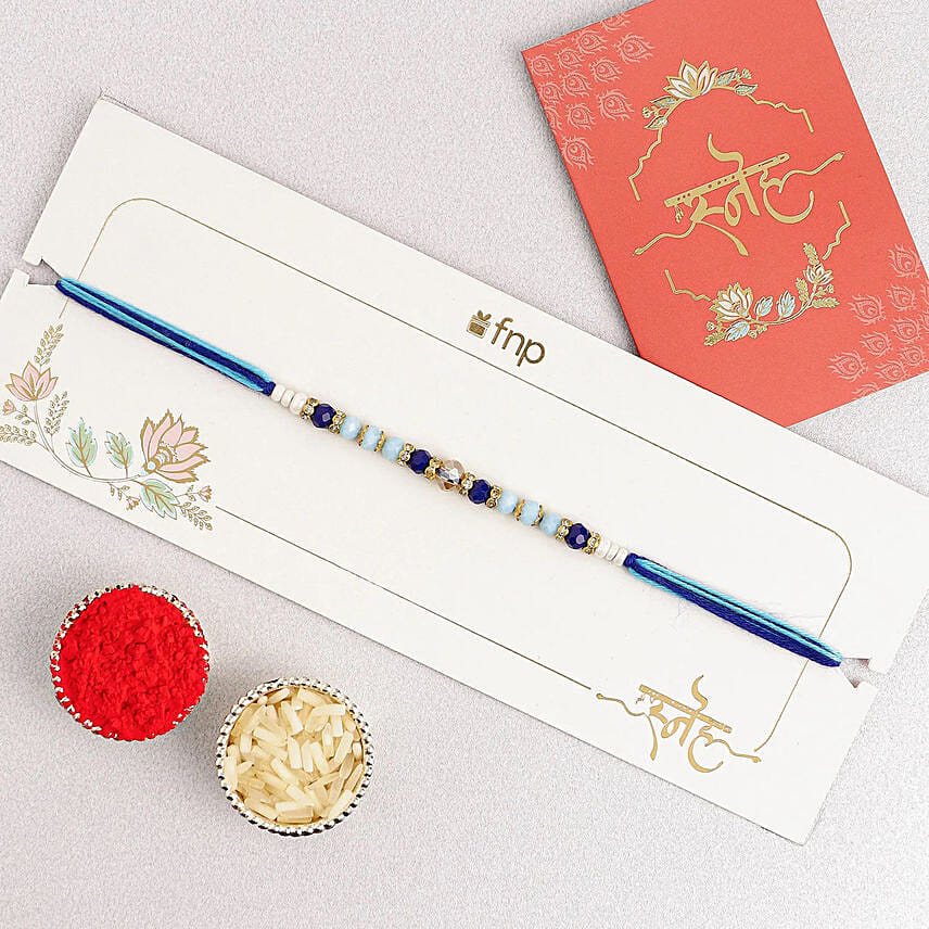 Beads of Bond Blue Rakhi N Sweets Delight