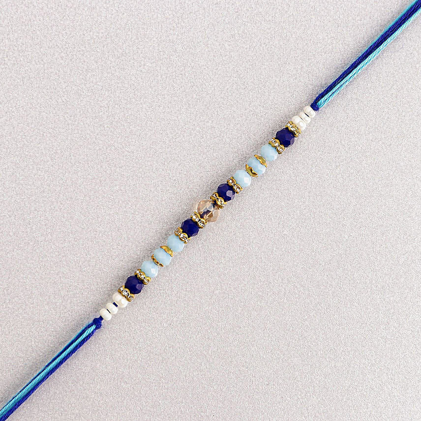 Beads of Bond Blue Rakhi N Sweets Delight