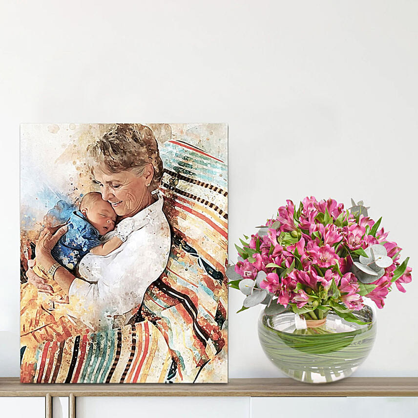 Beautiful Flower Arrangement And Photoframe Combo