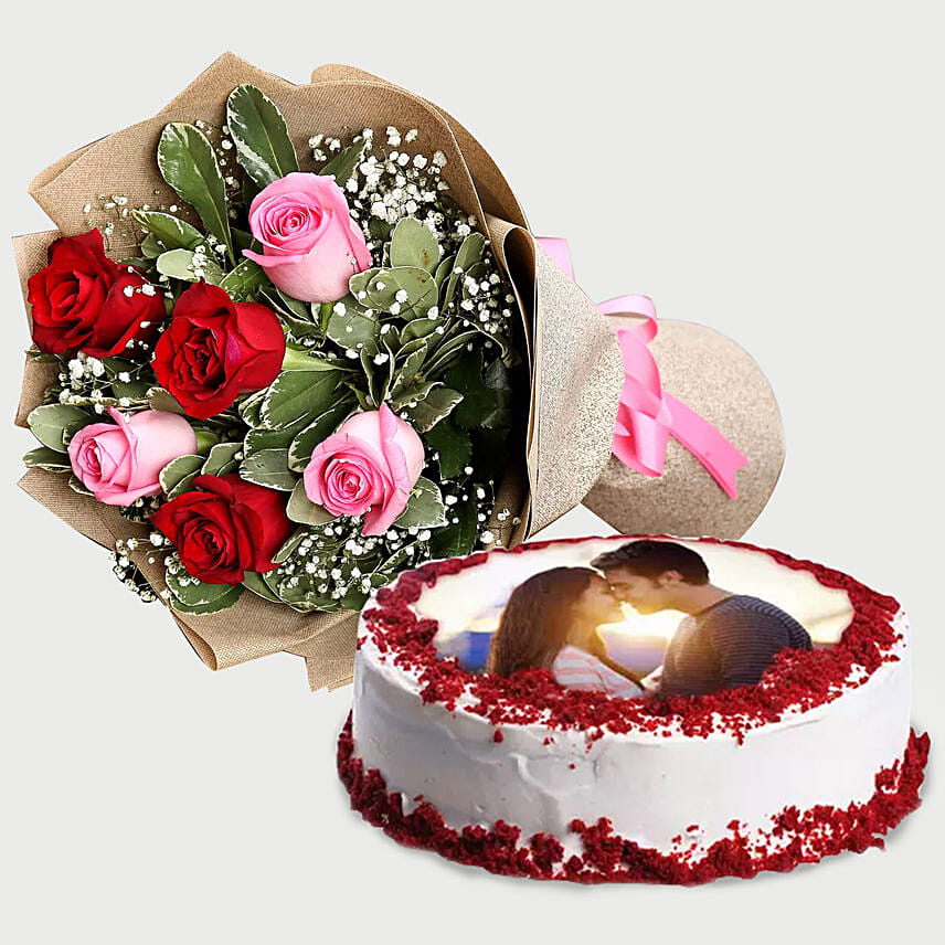 Beautiful Flowers Bouquet & Cake