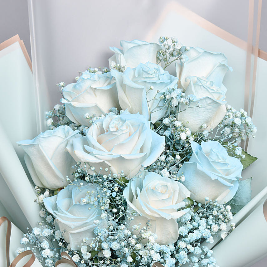 Beauty of Blue and Roses Bouquet