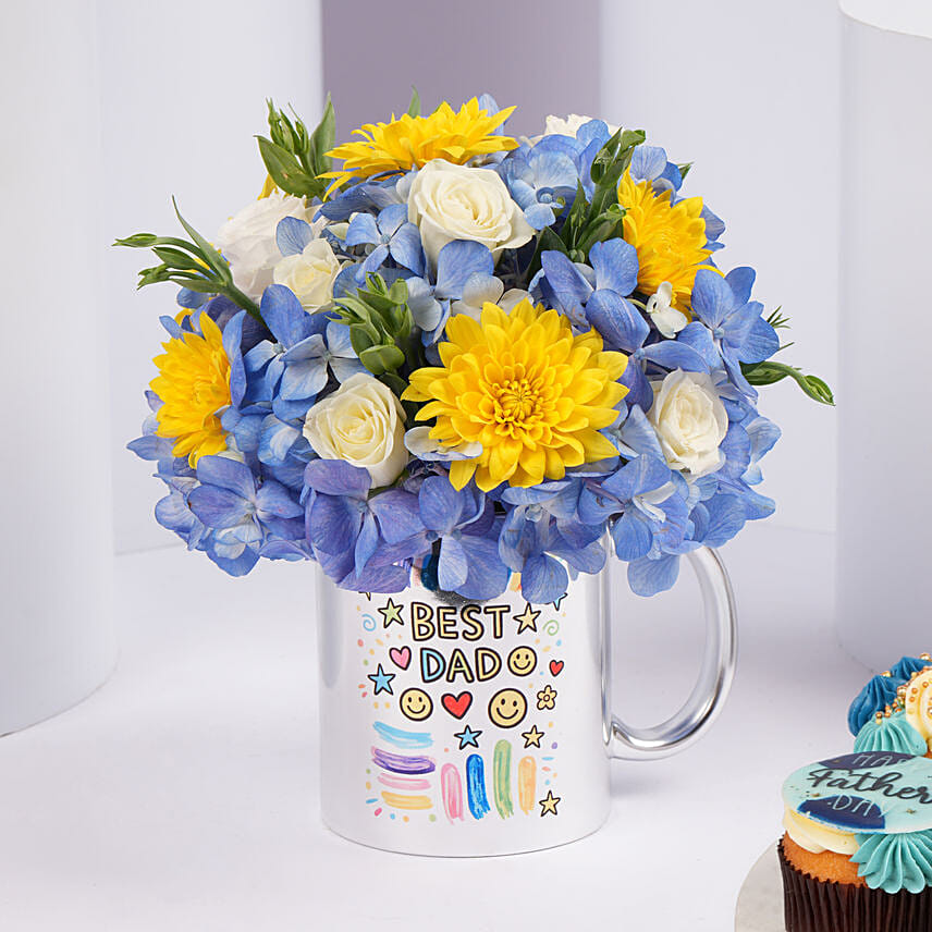 Best Dad Mug Arrangement with Cupcakes