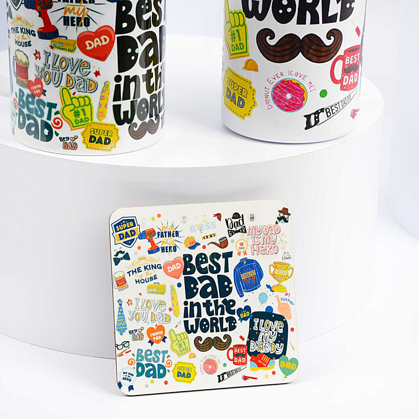 Best Dad Tumbler Mug And Coaster Set