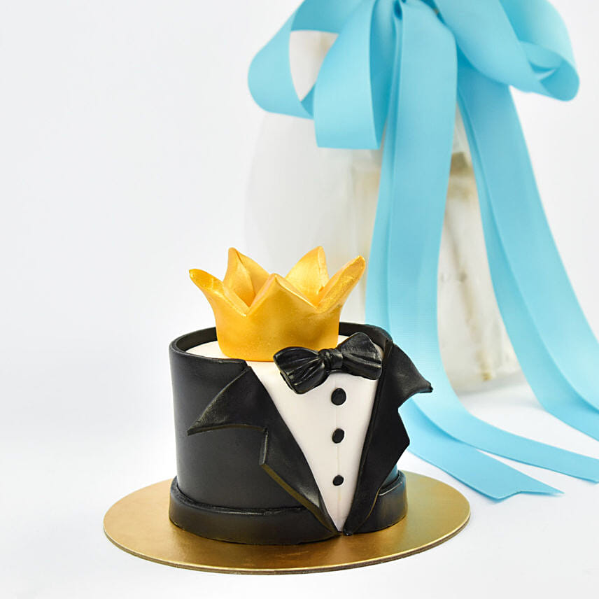 Best men Mono cake with Flowers