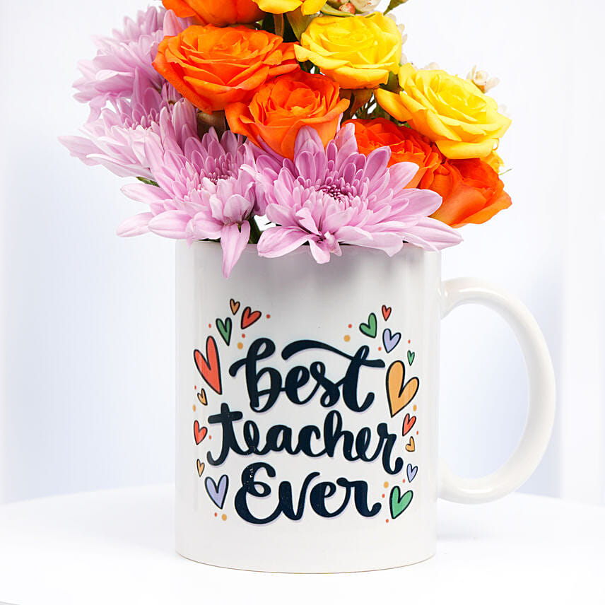 Best Teacher Flowers Mug