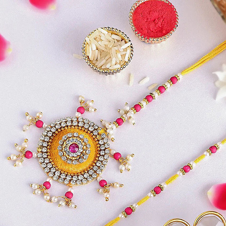 Bhaiya Bhabhi Beads Rakhi N Pistachio
