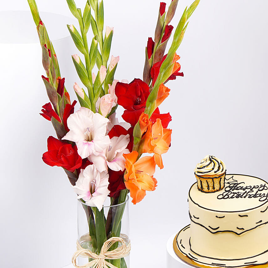Birthday Cake with Gladiolus