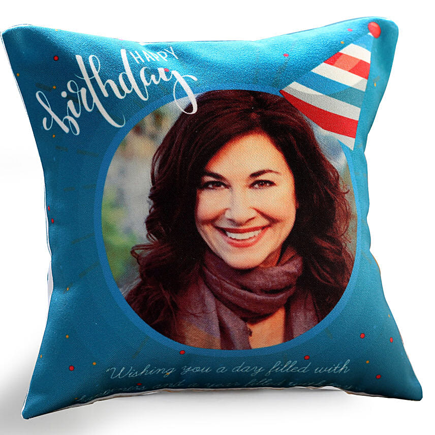Birthday Cushion with Rose Noir Cake
