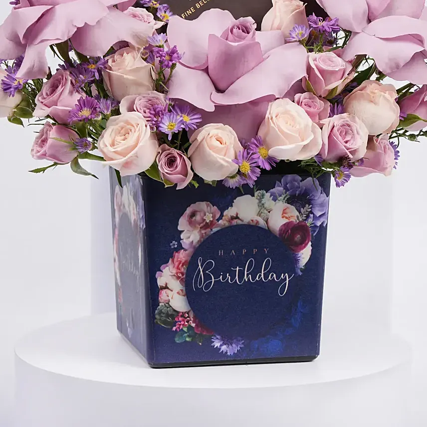 Birthday flowers with Premium Belgian Chocolates