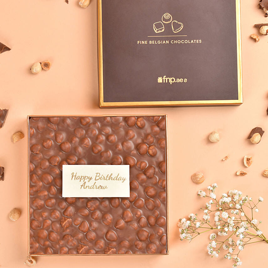 Birthday Message Macadamia Nuts Milk Chocolate Slab