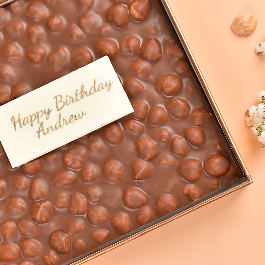 Birthday Message Macadamia Nuts Milk Chocolate Slab
