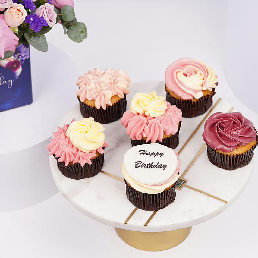 Birthday Roses with Yummy Cupcakes