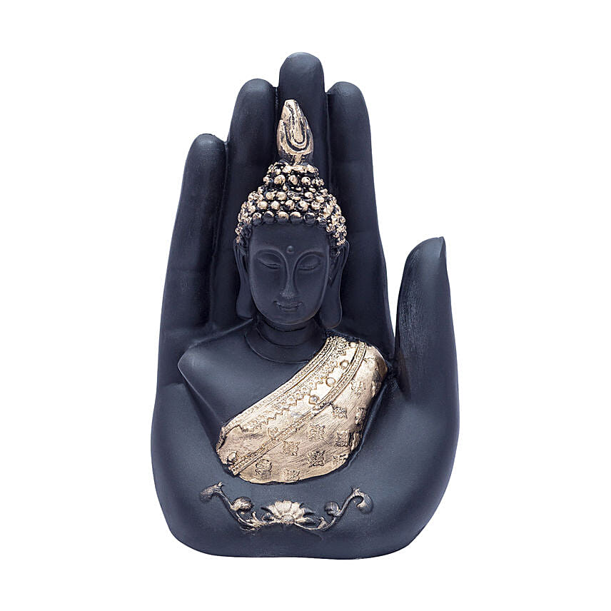 Black & Gold Handcrafted Palm Buddha Figurine