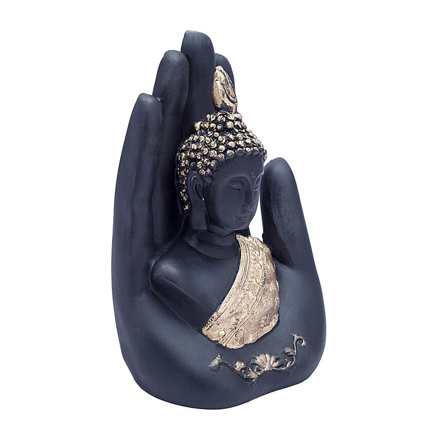 Black & Gold Handcrafted Palm Buddha Figurine