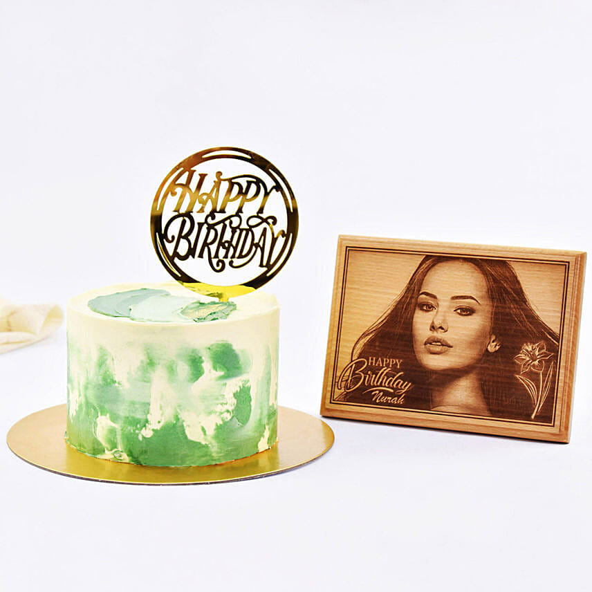 Blissful Birthday Memories Marble Cake with Personalised Frame